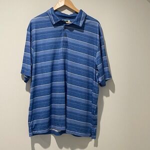 Ben Hogan 2XL Mens Blue Striped Performance Powerair Golf Polo Shirt